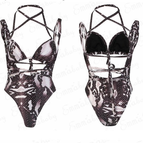 NEW! Multi-Wrap Dark Snake Swimsuit - Picture 2 of 4